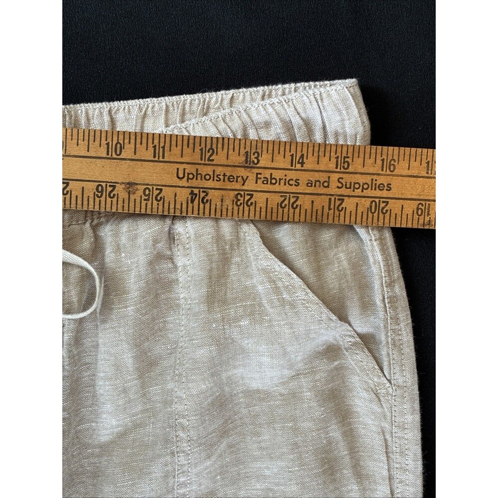 Nicole Miller Cargo Jogger Linen Pants Large Beige Tan Pull On Coastal Lagenlook - Picture 11 of 16
